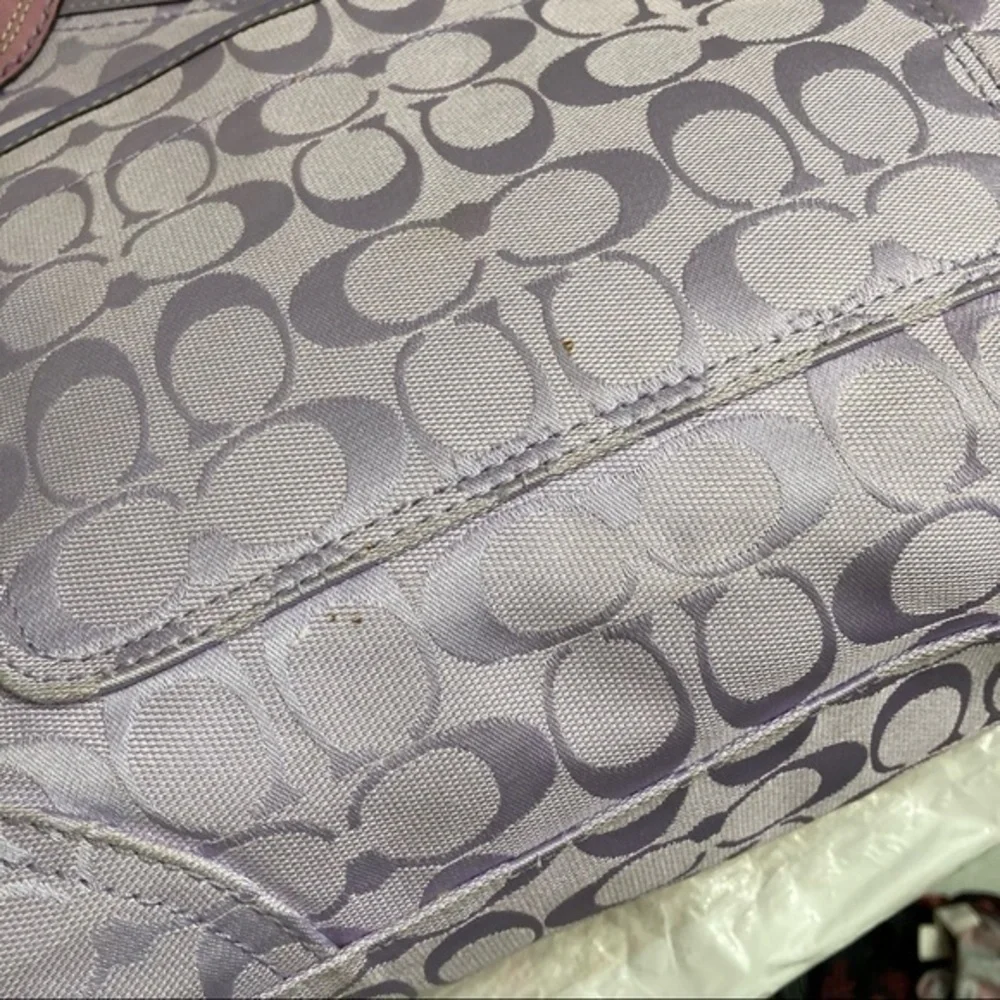Coach rare purple leather and canvas signature c tote bag